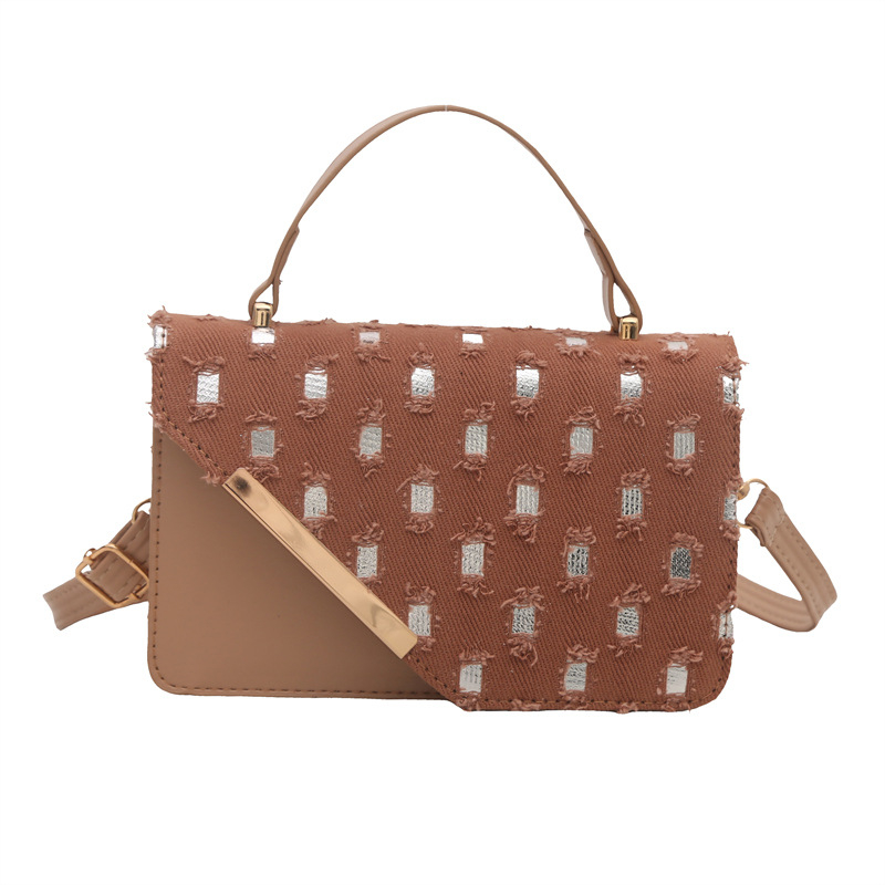 Crossbody mala kvadratna torbica s francuskim nišnim dizajnom i retro vibom, ulični stil (Materijal: poseban; Oblik: horizontalni kvadrat; Zatvaranje: poklopac; Unutarnji pretinci: pretinac sa zipom, džep za telefon)