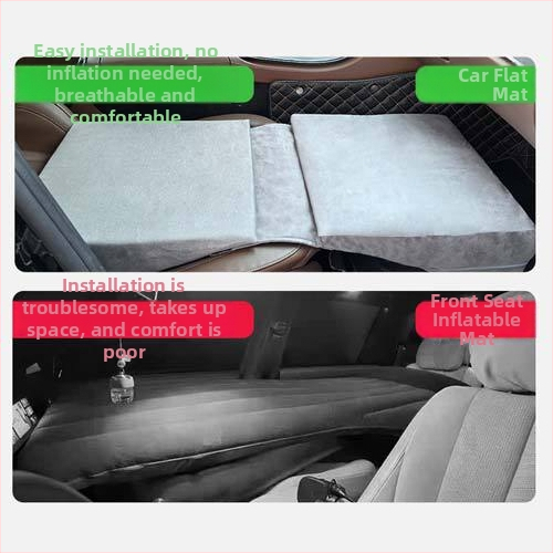 Krevet za prednje sjedalo automobila, sklopiv, ne napuhuje se, punjen spužvom, nosivost do 300 kg, materijali: PVC, flocking, Oxford tkanina.