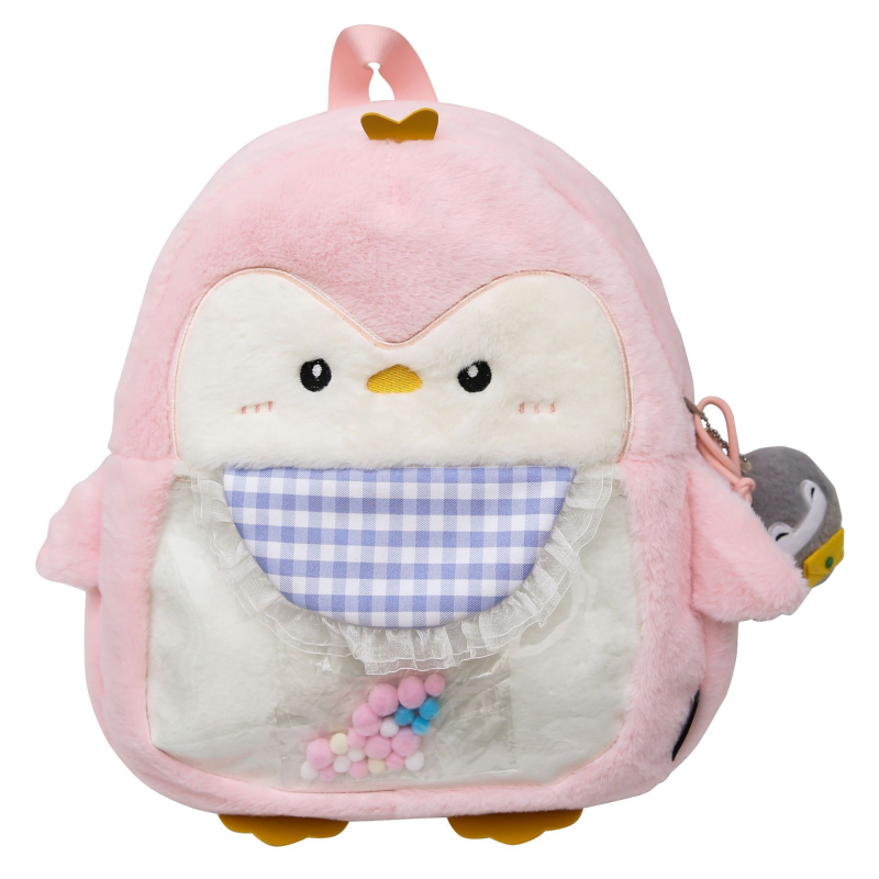 Σχολικό σακίδιο με φιγούρα πιγκουίνου από βελούδινο ύφασμα, ζωικό μοτίβο, αναπνεύσιμο σχέδιο, επένδυση πολυεστέρα, για μαθητές Γυμνασίου και άνω