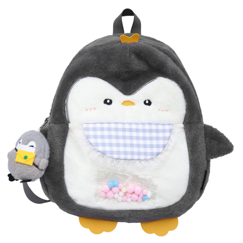 Σχολικό σακίδιο με φιγούρα πιγκουίνου από βελούδινο ύφασμα, ζωικό μοτίβο, αναπνεύσιμο σχέδιο, επένδυση πολυεστέρα, για μαθητές Γυμνασίου και άνω
