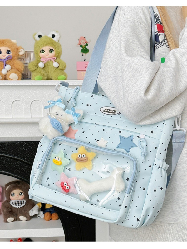 Neilona plecu soma skolēniem, viļņveidīgā punktu raksts, viegla, ar neilona oderi, piemērota pamatskolai