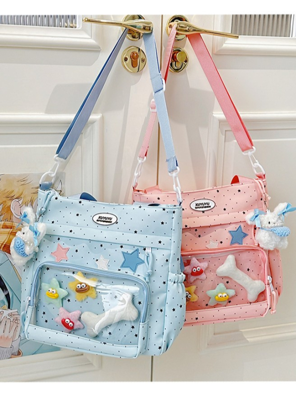 Neilona plecu soma skolēniem, viļņveidīgā punktu raksts, viegla, ar neilona oderi, piemērota pamatskolai