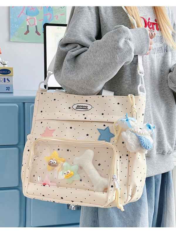 Neilona plecu soma skolēniem, viļņveidīgā punktu raksts, viegla, ar neilona oderi, piemērota pamatskolai