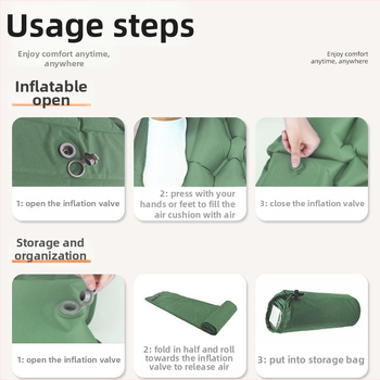 Dvigubas lauko pripučiamas čiužinys kempingui – kojų pompa, nailono TPU paviršius, maksimali apkrova 300 kg, svoris 1.52 kg