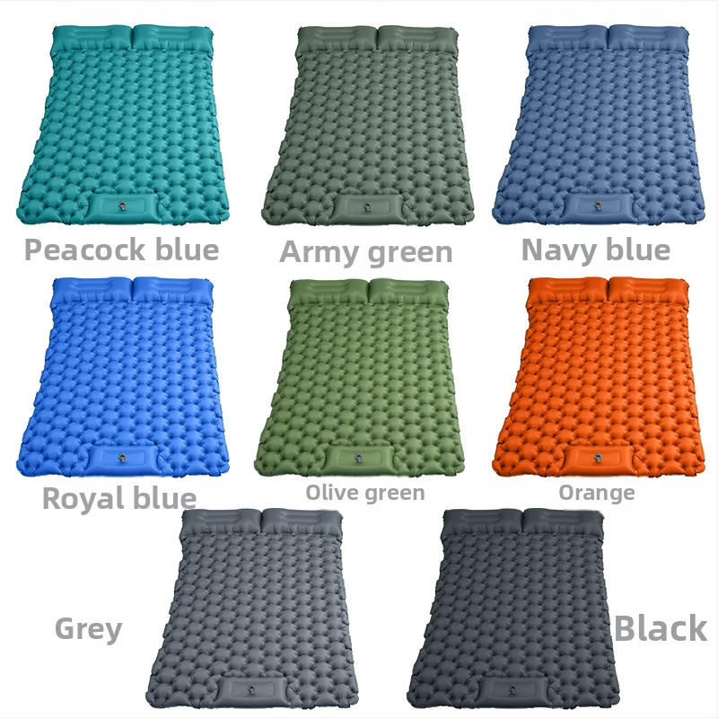 Dvigubas lauko pripučiamas čiužinys kempingui – kojų pompa, nailono TPU paviršius, maksimali apkrova 300 kg, svoris 1.52 kg