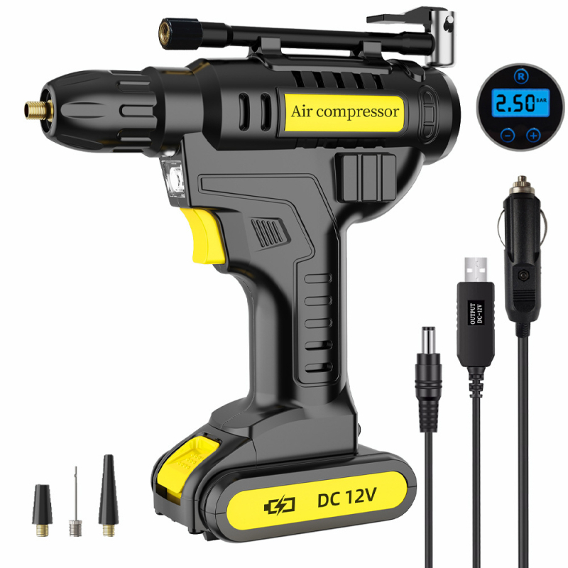 Bežični auto napuhivač guma s litijskom baterijom, 12V, 120W, 35 L/min, digitalni zaslon