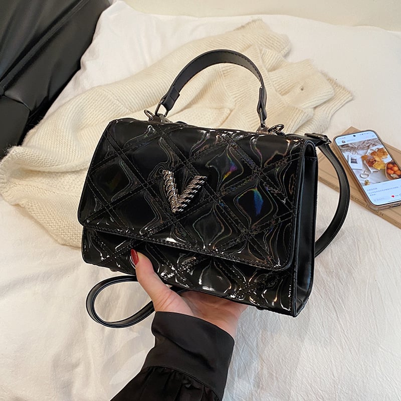 PU ženska torba, gradski minimalistički stil, vodoravni kvadratni oblik, zatvaranje s poklopcem, podstava od poliestera.