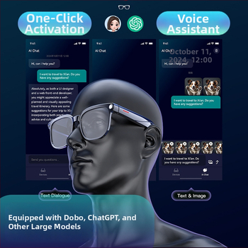 Inteligentné okuliare s 8MP kamerou so stabilizáciou na fotografovanie a nahrávanie videa; AI preklad; AI rozpoznávanie objektov; Bluetooth hudba a hovory