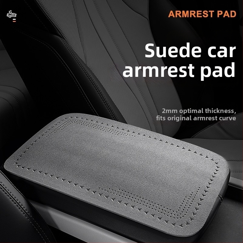 Automašīnas centrālā rokas balsta vāciņš — velūra āda, universāla saderība, visām sezonām