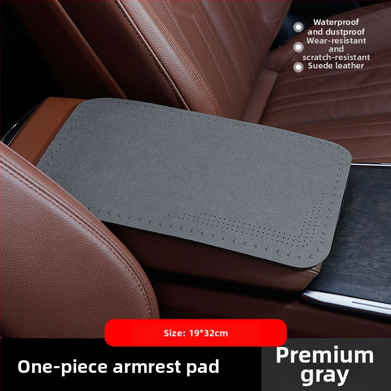 Automašīnas centrālā rokas balsta vāciņš — velūra āda, universāla saderība, visām sezonām