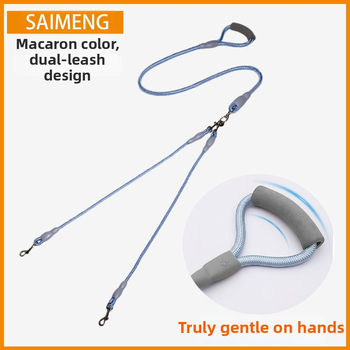 SAIMENG nylonové dvojité vodítko pre psy, pevná dĺžka, pre dve psy