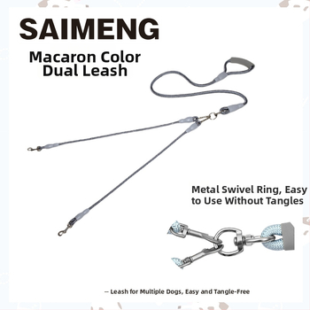 SAIMENG nylonové dvojité vodítko pre psy, pevná dĺžka, pre dve psy
