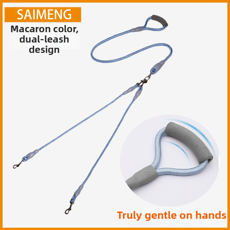 SAIMENG nylonové dvojité vodítko pre psy, pevná dĺžka, pre dve psy