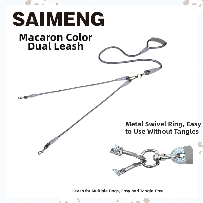 SAIMENG nylonové dvojité vodítko pre psy, pevná dĺžka, pre dve psy