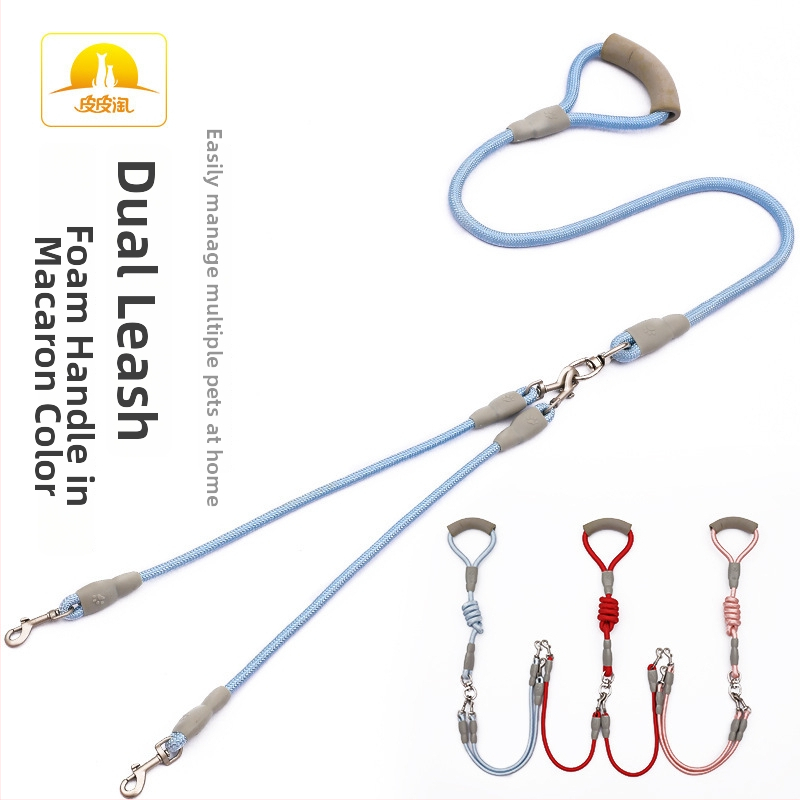 SAIMENG nylonové dvojité vodítko pre psy, pevná dĺžka, pre dve psy