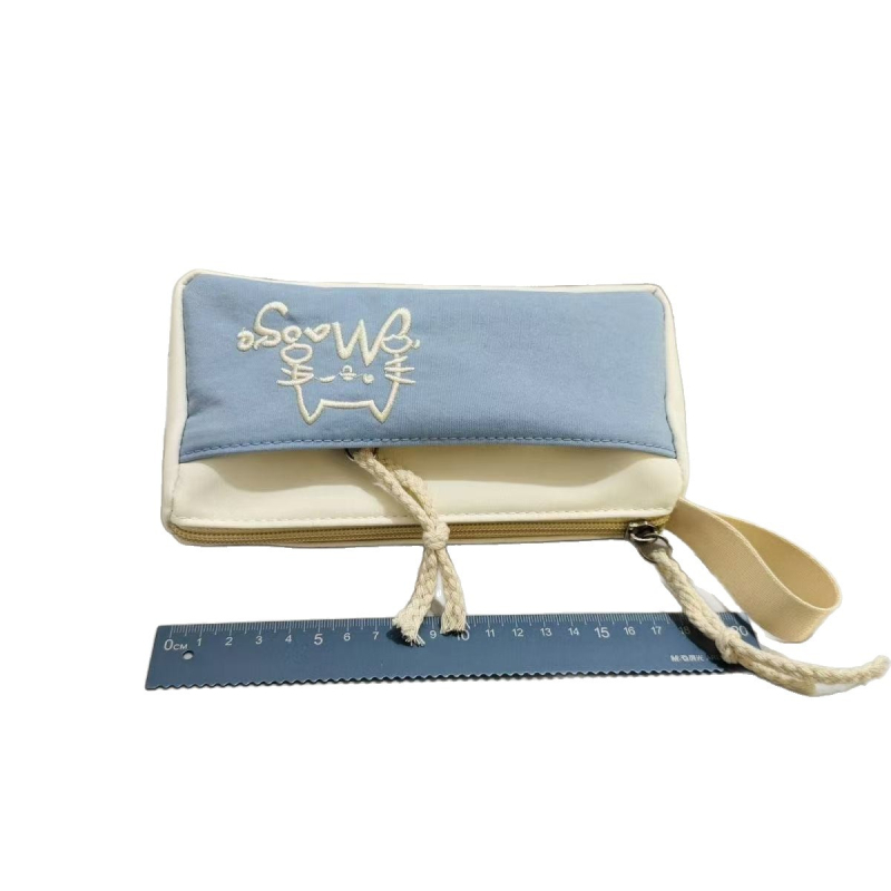 Pettorna Κασετίνα μολυβιών με κέντημα γάτας, καμβάς, κορεάτικος στυλ, μαθητική κασετίνα, pd-264