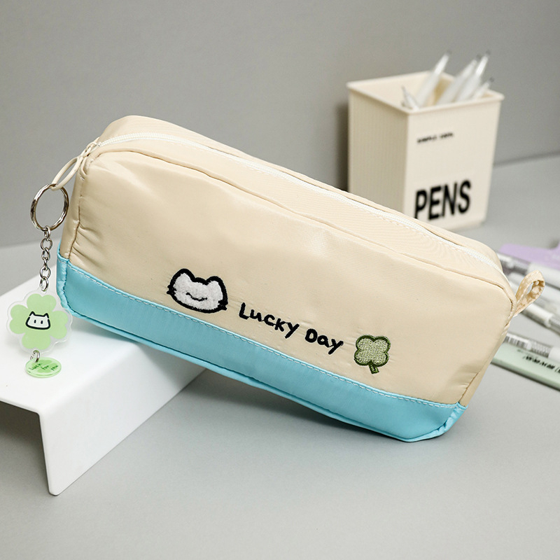 Pettorna Κασετίνα μολυβιών με κέντημα γάτας, καμβάς, κορεάτικος στυλ, μαθητική κασετίνα, pd-264