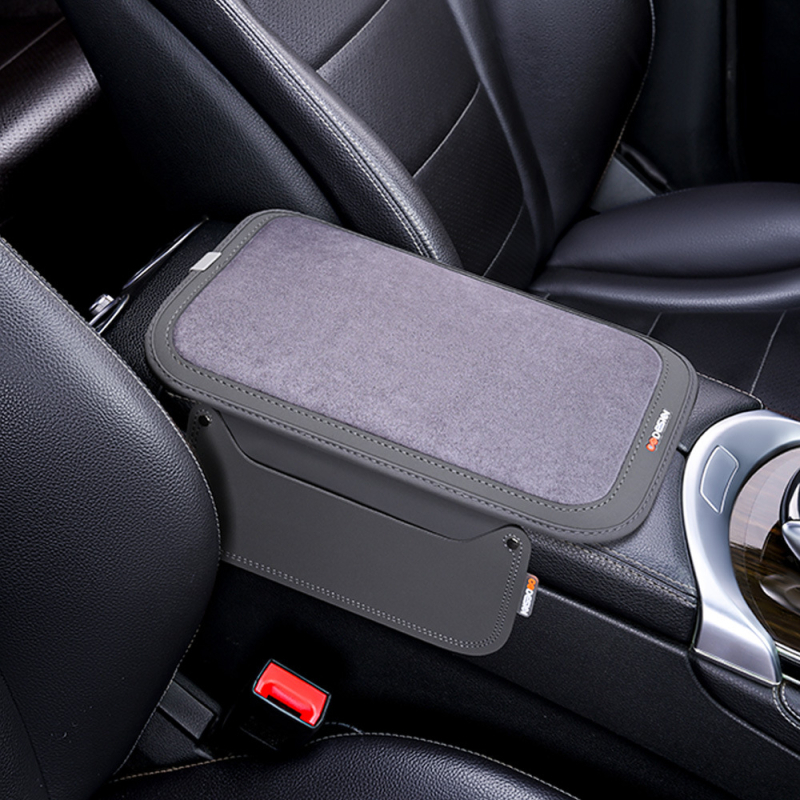 Подлакътник за автомобил с бродирана украса и суеде, универсален джоб за съхранение (Материал: суеде; Съвместимост: BYD, VW, Toyota, Geely, Wuling; За всички сезони)