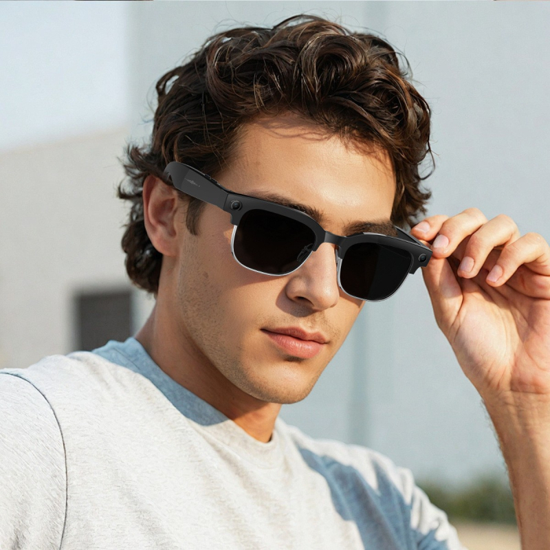 Ochelari inteligenți pentru fotografie și video, ramă half-frame W630, cameră 800W, memorie 4GB + 32GB, baterie 290, ecran 147x45mm, rază wireless 5–10 m, traducere și recunoaștere facială