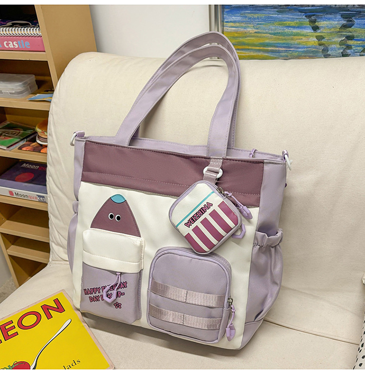 Krosbody torba za dopunske lekcije – platno, podstava od najlona, anime uzorak, za djevojke, od srednje škole pa nadalje