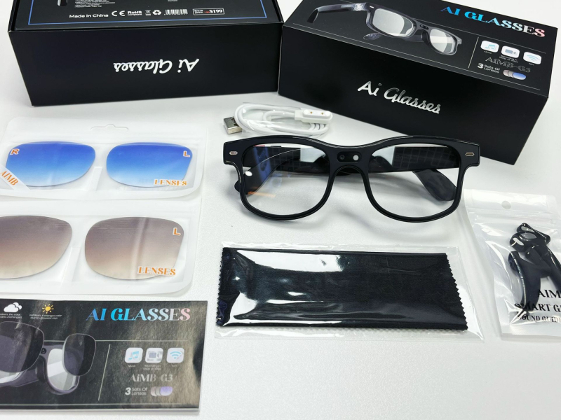 AI pametne naočale Aimb-g3 – nosive na glavi, baterija 290 mAh, bežični domet 5–10 m, način rada: dodirni + gumb