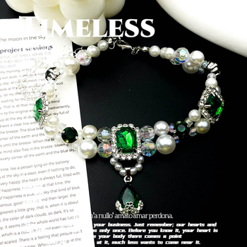 Ogrlica s perlama za mačke i pse, ručno izrađena, stil princeze, plastične perle, univerzalna prilagodba