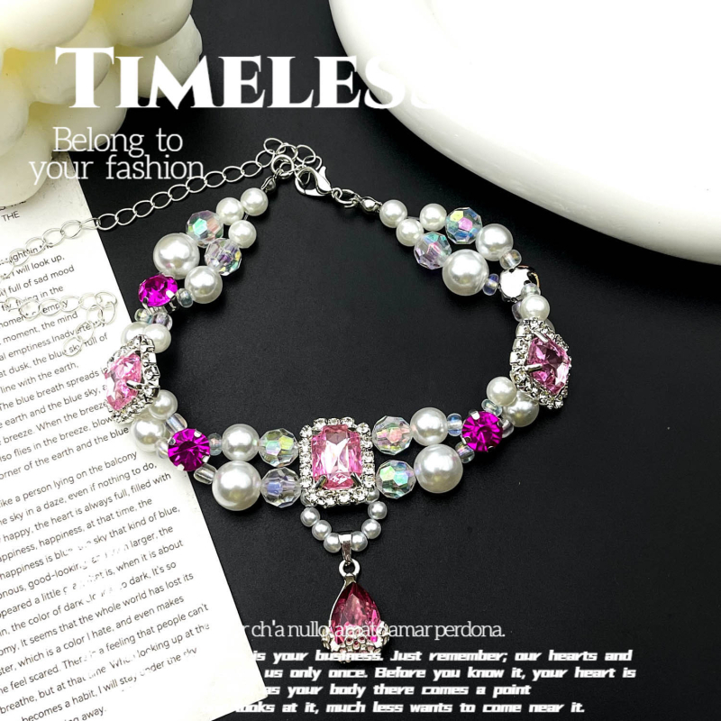 Ogrlica s perlama za mačke i pse, ručno izrađena, stil princeze, plastične perle, univerzalna prilagodba