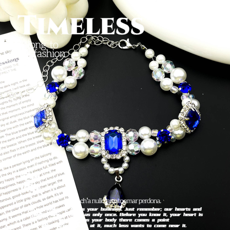 Ogrlica s perlama za mačke i pse, ručno izrađena, stil princeze, plastične perle, univerzalna prilagodba