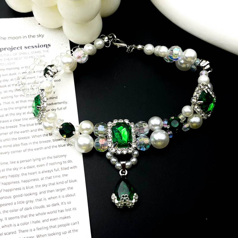 Ogrlica s perlama za mačke i pse, ručno izrađena, stil princeze, plastične perle, univerzalna prilagodba