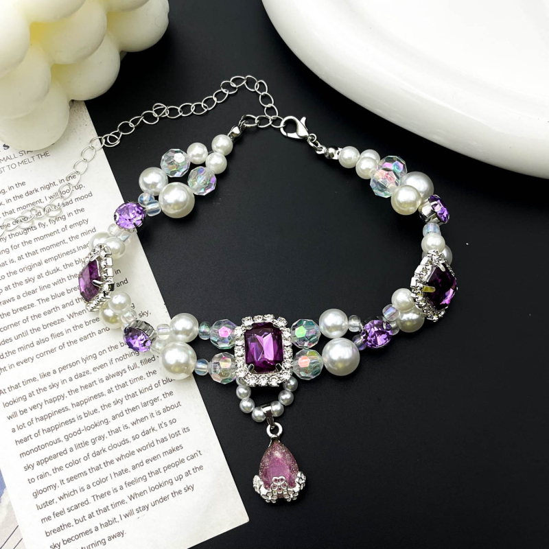 Ogrlica s perlama za mačke i pse, ručno izrađena, stil princeze, plastične perle, univerzalna prilagodba