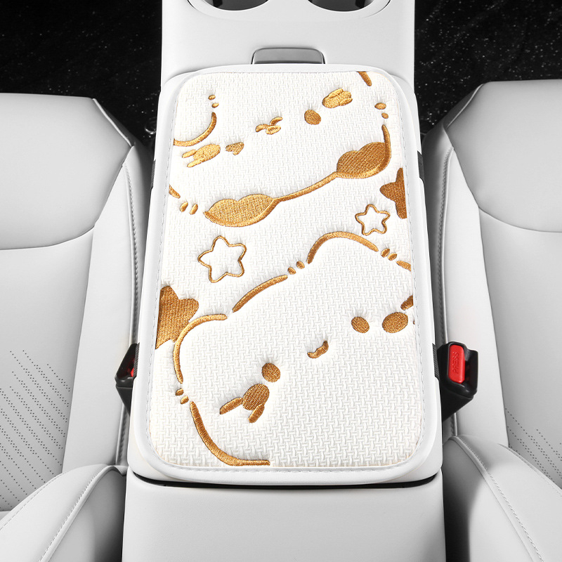 Jastučnica za naslon ruke automobila s mačjom izšivkom, univerzalna za sve sezone, središnji naslon, prilagodljiva Jun Zichen