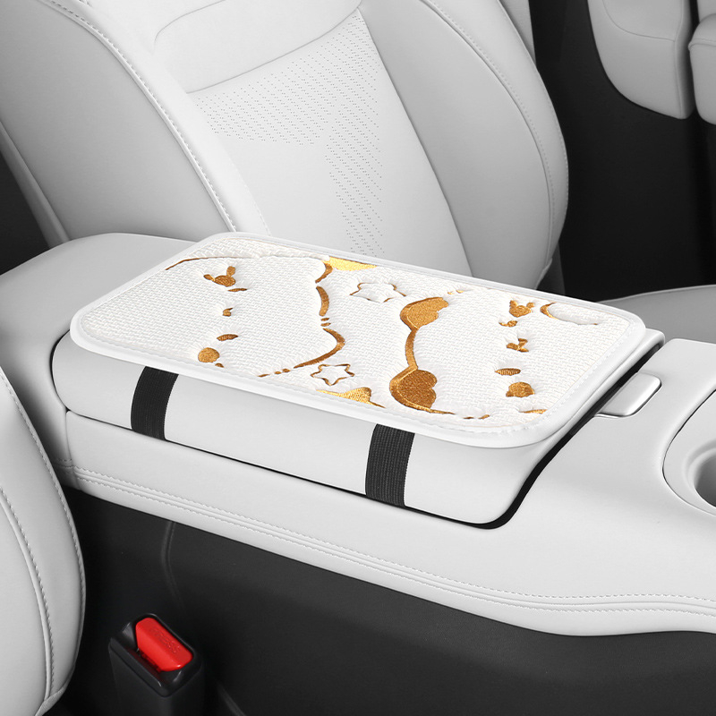 Jastučnica za naslon ruke automobila s mačjom izšivkom, univerzalna za sve sezone, središnji naslon, prilagodljiva Jun Zichen