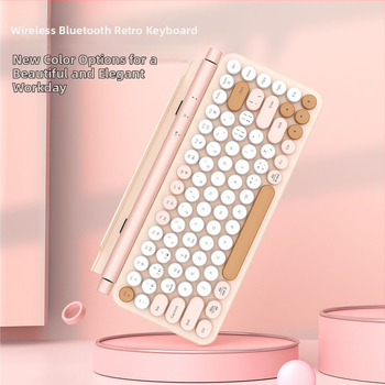 Bezdrôtová Bluetooth klávesnica s dvojitým režimom pre počítače a tablety, okrúhle klávesy, kompatibilná s Androidom a iOS, prenosná