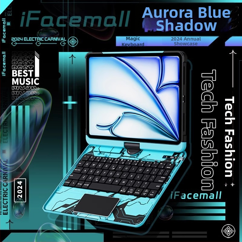 Bežična Bluetooth tipkovnica sa zaštitnom maskicom za iPad, kompatibilna s iPad 10. generacijom Magic Keyboard, pozadinsko osvjetljenje s sedam boja, težina 779 g