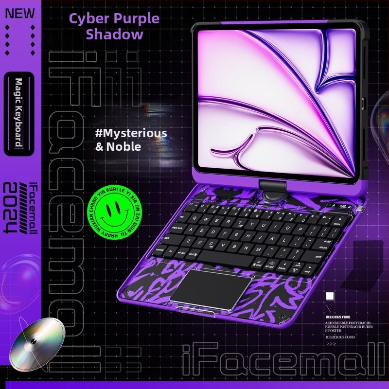 Bežična Bluetooth tipkovnica sa zaštitnom maskicom za iPad, kompatibilna s iPad 10. generacijom Magic Keyboard, pozadinsko osvjetljenje s sedam boja, težina 779 g