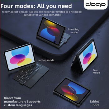 DOQO klávesnica pre iPad — otočná, nastaviteľná do viacerých uhlov, štíhla, s priehradkou na stylus, modely M2/M4