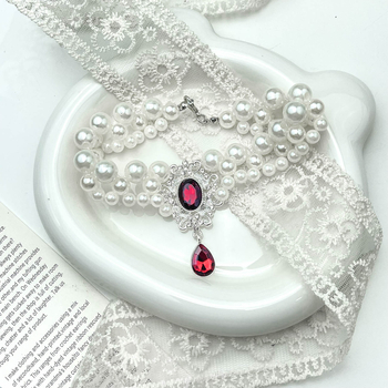 Háziállatok számára hercegnő-stílusú nyaklánc — állítható, monokróm műanyag ékszer kutyáknak és macskáknak