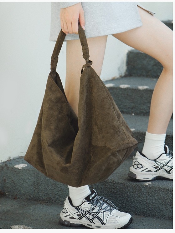 Japanskog stila, jednostavna tote torba od platna i velura za žene, retro s velikim kapacitetom, školska torba