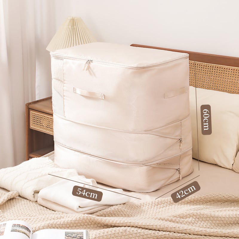 Τσάντα αποθήκευσης κουβερτών με διαφανές παράθυρο διαμαντιού - νάιλον, κυβική μορφή, χωρίς εγκατάσταση, για αποθήκευση κουβερτών και ρούχων στο υπνοδωμάτιο