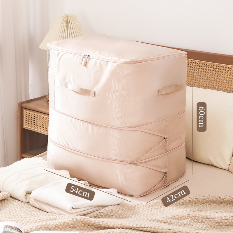 Τσάντα αποθήκευσης κουβερτών με διαφανές παράθυρο διαμαντιού - νάιλον, κυβική μορφή, χωρίς εγκατάσταση, για αποθήκευση κουβερτών και ρούχων στο υπνοδωμάτιο
