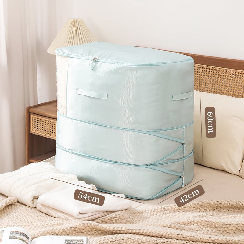 Τσάντα αποθήκευσης κουβερτών με διαφανές παράθυρο διαμαντιού - νάιλον, κυβική μορφή, χωρίς εγκατάσταση, για αποθήκευση κουβερτών και ρούχων στο υπνοδωμάτιο
