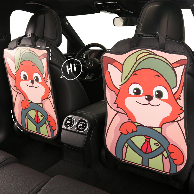 Peaceful PU кожа Протектор за задната облегалка на автомобила – карикатурен модел, всесезонна употреба, печат на лого, персонализация налична
