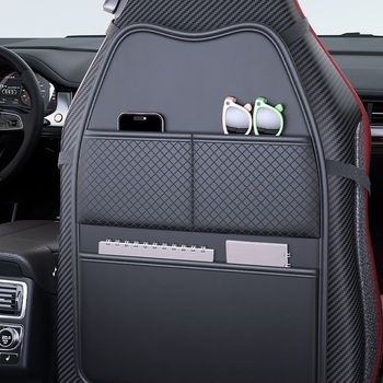 Универсална подложка за облегалката на автомобилното седло с джоб за съхранение и антиударна защита — PU материал, пълнеж: плат + възстановяваща пяна