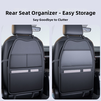 Универсална подложка за облегалката на автомобилното седло с джоб за съхранение и антиударна защита — PU материал, пълнеж: плат + възстановяваща пяна