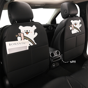 Задна облегалка за автомобил - антиударна подложка с картинка на кученце, PU материал, пълнител от пяна, универсален стил, подходяща за всички сезони