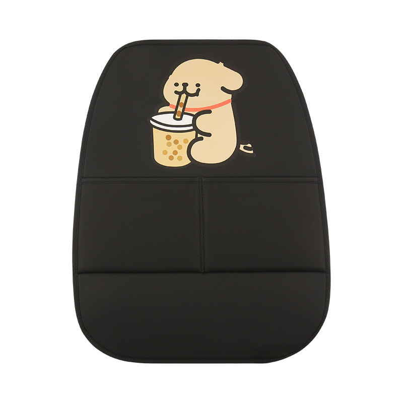 Задна облегалка за автомобил - антиударна подложка с картинка на кученце, PU материал, пълнител от пяна, универсален стил, подходяща за всички сезони