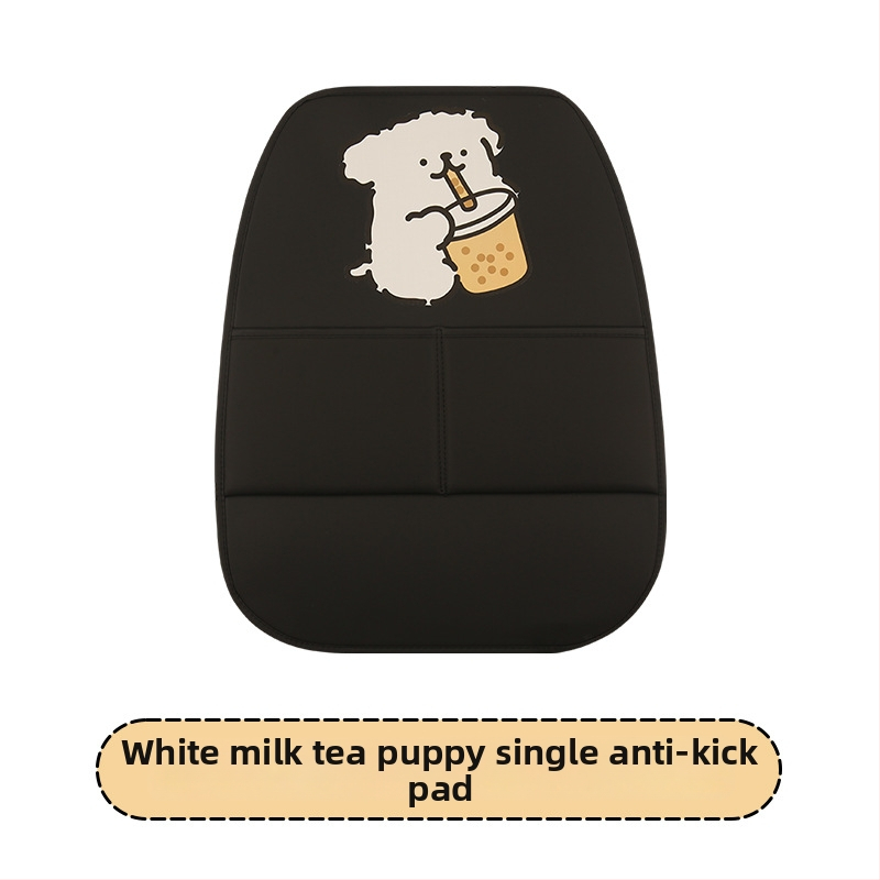 Задна облегалка за автомобил - антиударна подложка с картинка на кученце, PU материал, пълнител от пяна, универсален стил, подходяща за всички сезони