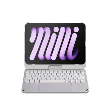 Apple iPad mini 6/7-hez készült Bluetooth vezeték nélküli billentyűzet tok forgó állvánnyal, ergonómiai támogatással