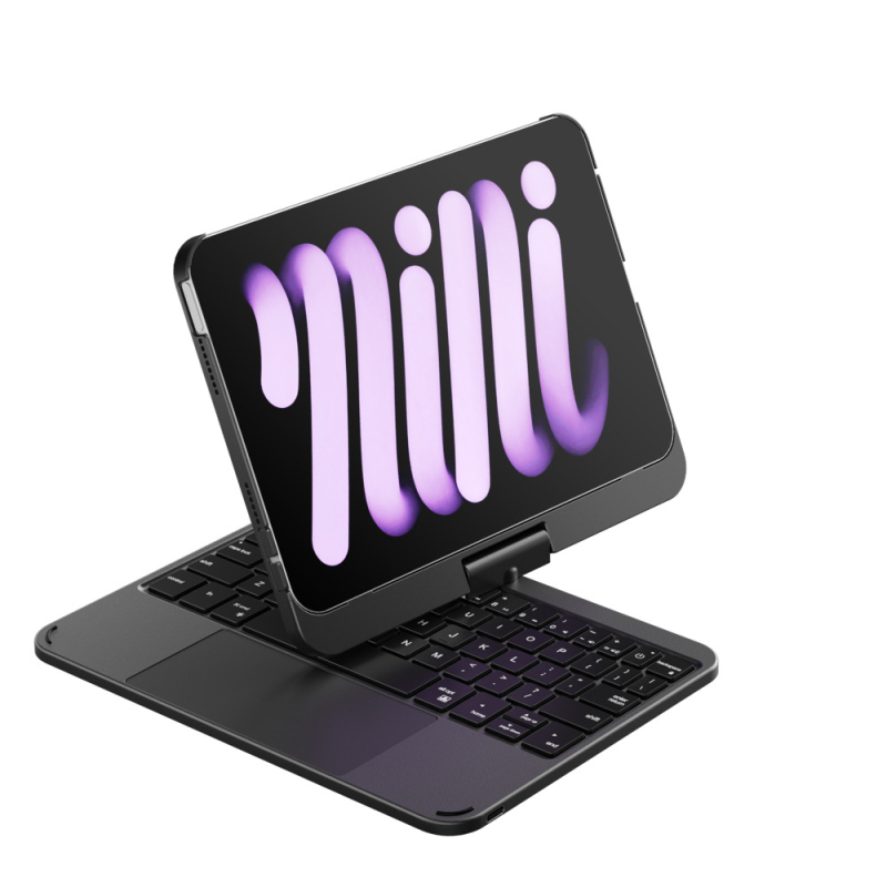 Apple iPad mini 6/7-hez készült Bluetooth vezeték nélküli billentyűzet tok forgó állvánnyal, ergonómiai támogatással