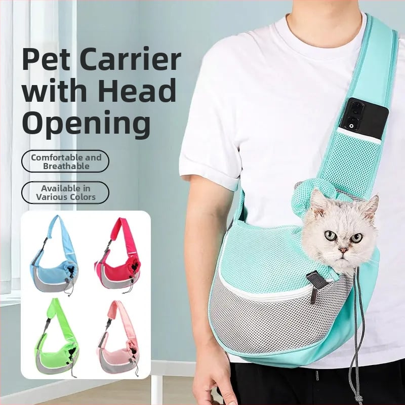 Hordozó hátizsák háziállatok számára, crossbody dizájn, lélegző háló panel, PU anyag, nagy kapacitás